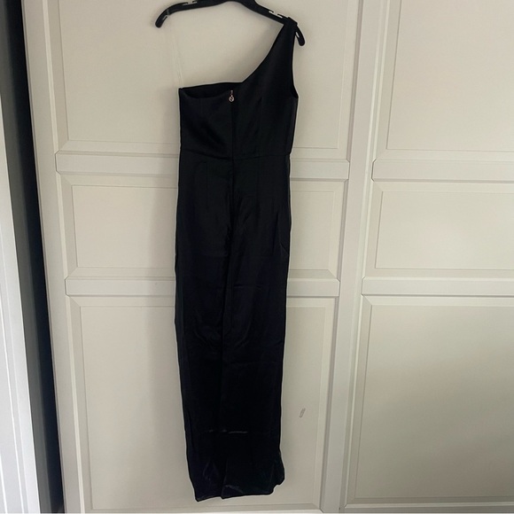 New! Nookie Virtue Black Satin One Shoulder Long Gown Maxi Dress 37680 - Picture 3 of 12